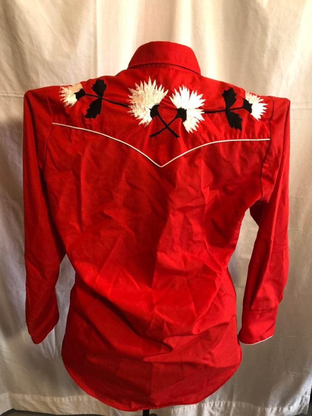 VINTAGE Tem Tex 15 1/2 33 Red Long Sleeve Western Shirt - Picture 3 of 4